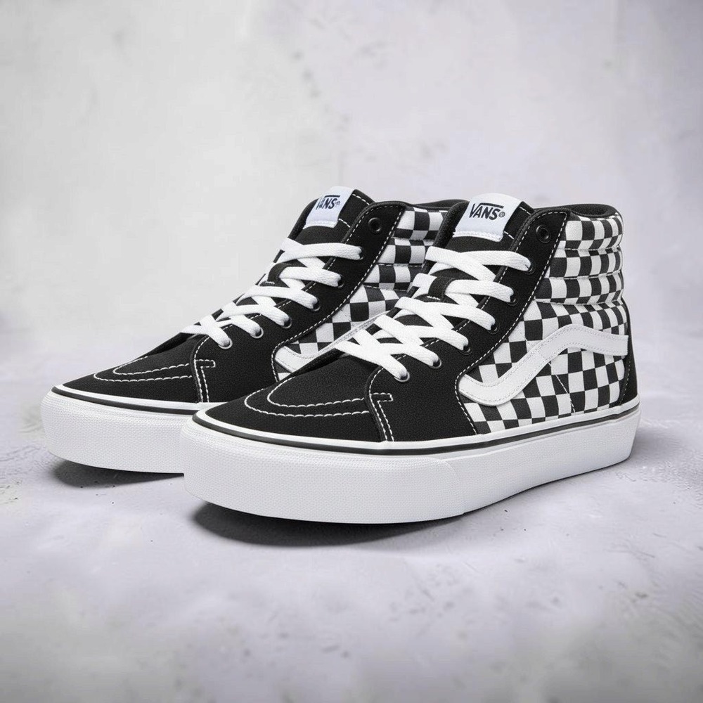 Vans Sk8-Hi Checkerboard High Top Sneakers Shoes Black White US Men 4.5 Women 6